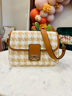 Style Icon Purse - Tan/White Houndstooth