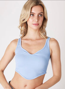 Sweetheart Curved Hem Top - Cashmere Blue