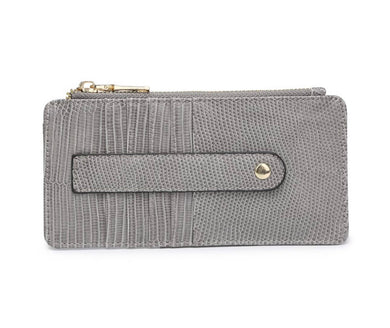 Saige Lizard Slim Card Holder Wallet - Grey