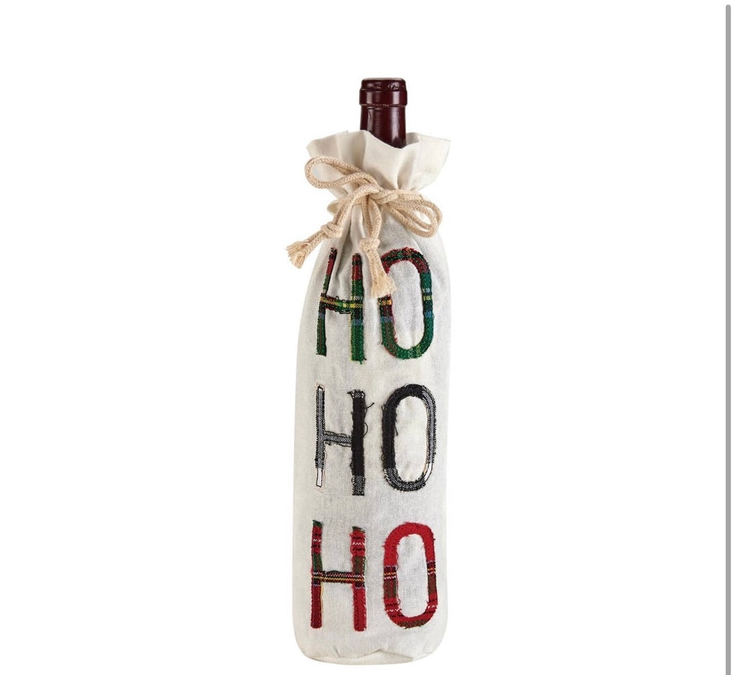 Plaid Ho Ho Ho Wine Bag