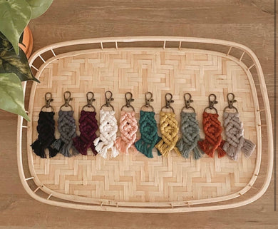 Mini Macrame Keychain with Brass Clasp