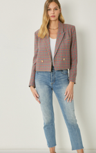 Houndstooth Cropped Double Breasted Blazer