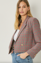 Houndstooth Cropped Double Breasted Blazer