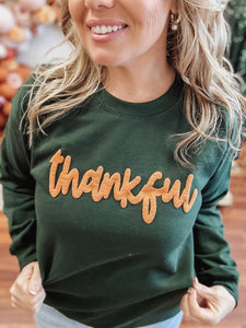 Thankful Puff Print Sweatshirt